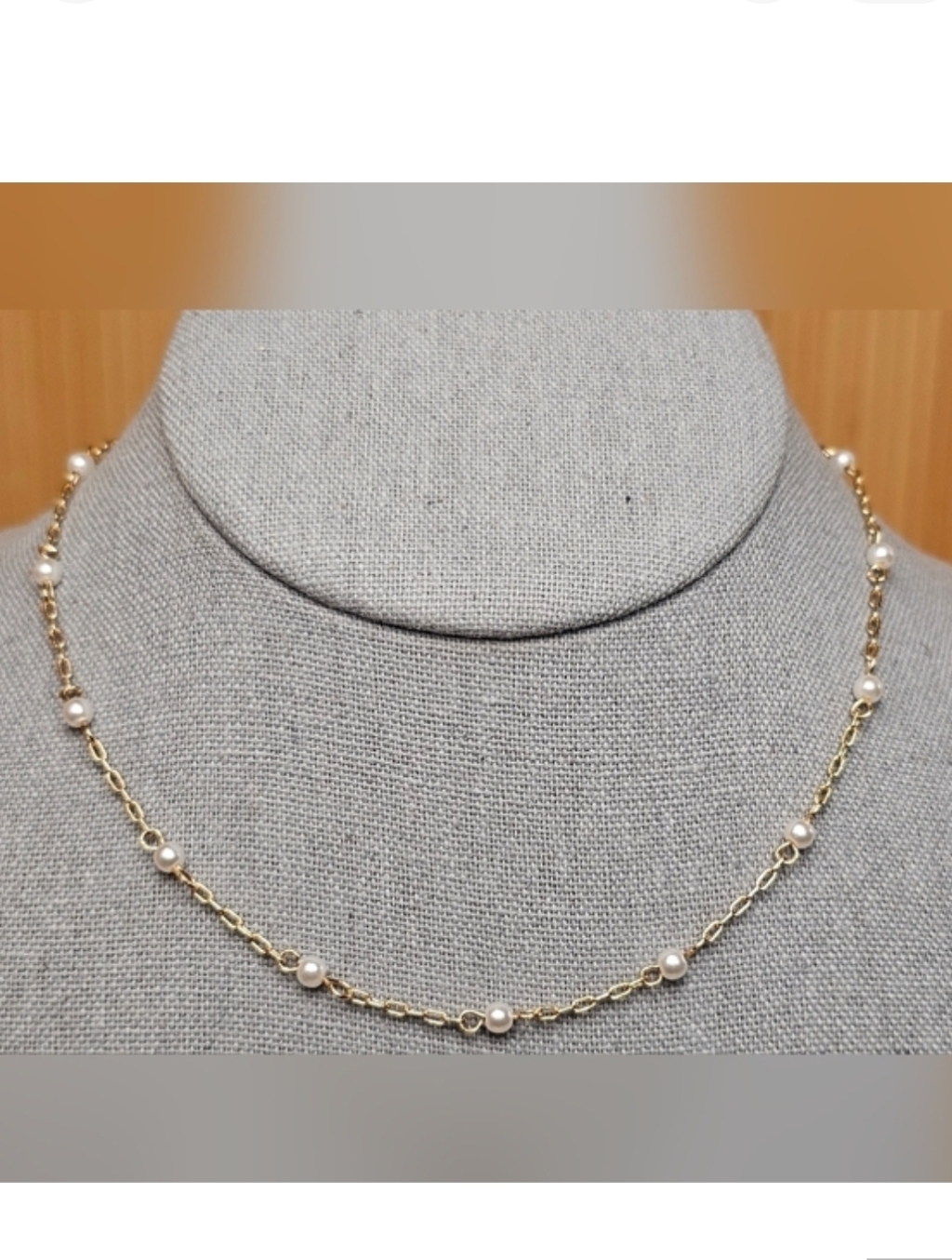 [Aerie] Gold Tone Chain & Faux Pearl Choker